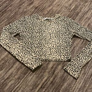 Adika cheetah print long sleeve crop top